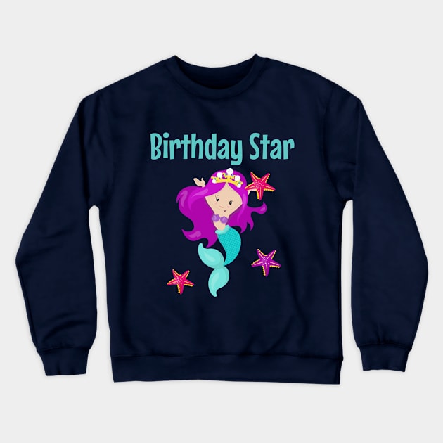 Mermaid Birthday Party Gifts Mermaid Party Favors Starfish Ocean Beach Pool Party Decor Crewneck Sweatshirt by InnerMagic